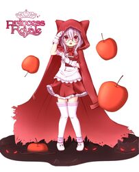  animal_ears book cape glasses gloves highres hood kuena little_red_riding_hood original princess_royale purple_hair red_eyes thigh-highs thighhighs 