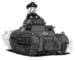  caterpillar_tracks hat military military_uniform military_vehicle momoki_run monochrome panzerkampfwagen_i tank uniform vehicle world_war_ii yasu_(86199) yasu_(luchs&amp;mardar) 