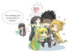  1boy 3girls 4girls :3 ;3 alicia_rue anger_vein angry_vein animal_ears braid cat_ears cat_tail chibi circlet ear_covers earrings english fairy girl_sandwich greenteaneko harem heart hug jewelry kirito kirito_(sao-alo) leafa minigirl multiple_girls no_eyes pointy_ears ponytail sakuya_(sao) shaded_face sweat sword_art_online tail twin_braids yui_(sao) yui_(sao-alo) 