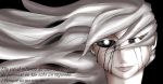  black_background black_blood black_eyes crying floating_hair looking_at_viewer original simple_background smile solo spanish white_hair white_pupil wind 