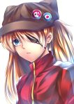  animal_hat badge blue_eyes brown_hair bust button_badge cat_hat evangelion:_3.0_you_can_(not)_redo eyepatch hat jacket long_hair neon_genesis_evangelion pins rebuild_of_evangelion shikinami_asuka_langley solo soryu_asuka_langley souryuu_asuka_langley track_jacket two_side_up vegas_(akg) 