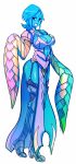  alternate_breast_size alternate_legwear blue_eyes blue_hair blue_skin boots breasts facial_mark fi forehead_mark garter_straps highres large_breasts long_hair long_sleeves maniacpaint skyward_sword smile solo the_legend_of_zelda thigh-highs thigh_boots thighhighs 