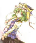  blush green_eyes green_hair hat rod_of_remorse shikieiki_yamaxanadu solo tachitsu_teto touhou 