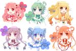  blonde_hair blue_eyes blue_hair blush_stickers boots bow bow_(weapon) butterfly_hair_ornament choker curly_hair double_bun dress drill_hair gradient_hair green_eyes green_hair hair_ornament hair_rings hair_tubes hairpin halo heart long_hair maydream multicolored_hair multiple_girls no_nose orange_eyes orange_hair original payot pink_eyes pink_hair precure purple_eyes purple_hair ribbon short_hair side_ponytail smile sword twin_drills twintails violet_eyes wand weapon white_background yellow_eyes 