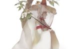  1girl braid branch flower hat ichimegasa japanese_clothes magnolia noir_(ibaraki) original profile red_eyes simple_background solo tree veil white_background white_hair 