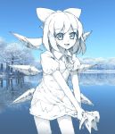  cirno clothes_grab dress graphite_(medium) ice ice_wings milky_(hellguy91) short_hair solo touhou traditional_media wet wet_clothes wings wringing_clothes 