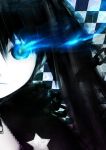  absurdres black_hair black_rock_shooter black_rock_shooter_(character) blue_eyes chain chains coat glowing glowing_eyes highres portrait revision solo star yuranpo 