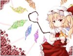  ascot blonde_hair blush cocozasa flandre_scarlet hat hat_ribbon highres open_mouth puffy_sleeves red_eyes restrained ribbon shackle shirt short_sleeves side_ponytail skirt skirt_set solo tears touhou vest wings wrist_cuffs 
