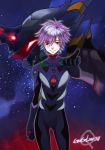  absurdres eva_06 evangelion:_3.0_you_can_(not)_redo highres male mecha nagisa_kaworu neon_genesis_evangelion outstretched_arm plugsuit rebuild_of_evangelion red_eyes smile white_hair 