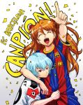  2010-2011_uefa_champions&#039;_league 2010-2011_uefa_champions'_league 2girls ayanami_rei blue_hair boyaking brown_hair catalan closed_eyes eyes_closed face fc_barcelona foreshortening hands long_hair manchester_united multiple_girls neon_genesis_evangelion open_mouth pointing ranguage red_eyes revision rough short_hair sketch soccer soccer_uniform soryu_asuka_langley souryuu_asuka_langley spanish uefa_champions_league 
