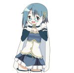  animated animated_gif bespectacled blue-framed_glasses blue_eyes blue_hair blush cape glasses hair_ornament hairclip hands_on_own_cheeks hands_on_own_face hangaku magical_girl mahou_shoujo_madoka_magica miki_sayaka short_hair solo transparent_background 