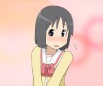  black_eyes black_hair blush bust flying_sweatdrops kuro_tomato_(tezukuri) nichijou no_nose open_mouth school_uniform shinonome_nano short_hair solo 