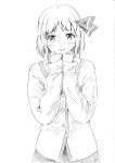  blush looking_at_viewer monochrome rumia simple_background smile solo touhou traditional_media vent_arbre white_background 