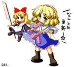  alice_margatroid blonde_hair blush doll shanghai short_hair smile solo takasegawa_yui touhou translation_request 