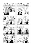  4koma assam blush braid ceylon_(teatea) character_request closed_eyes comic darjeeling dress_shirt girls_und_panzer heart highres microphone multiple_girls musical_note necktie open_mouth orange_pekoe school_uniform shirt short_hair singing sitting smile sweater translated translation_request twin_braids uniform 