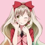  ;d ;q blonde_hair bow hair_bow itto_na_kataomoi_minoraseta_chiisa_na_shiawase_(vocaloid) long_hair lowres mayu_(vocaloid) open_mouth smile solo tongue vocaloid wink wogura 