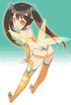  :o bare_shoulders black_hair blade_(lovewn) blush copyright_request fairy_field hair_ornament halftone halftone_background long_hair orange_eyes pointy_ears solo thigh-highs thighhighs twintails wings yellow_legwear 
