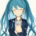  aqua_hair closed_eyes hatsune_miku kashi_(number) long_hair smile solo twintails vocaloid 