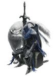  artorias_the_abysswalker cape dark_souls diolemonde great_grey_wolf_sif helmet highres shield sword weapon wolf 