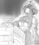  highres kamo_(yokaze) monochrome saigyouji_yuyuko short_hair solo touhou 