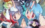  ahoge anchor animal_ears black_hair blonde_hair blue_eyes blue_hair blush grey_hair habit hair_ornament hands_touching heterochromia highres higres hijiri_byakuren kumoi_ichirin long_hair long_sleeves mizuki_hitoshi mouse_ears mouse_tail multicolored_hair multiple_girls murasa_minamitsu nazrin out_of_frame purple_hair red_eyes short_hair smile tail tatara_kogasa tiger_print toramaru_shou touhou two-tone_hair undefined_fantastic_object unzan wings 