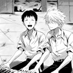  closed_eyes evangelion:_3.0_you_can_(not)_redo eyes_closed hanahara happy ikari_shinji instrument monochrome multiple_boys nagisa_kaworu neon_genesis_evangelion piano rebuild_of_evangelion smile 