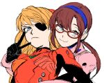  :3 blue_eyes brown_hair drawr evangelion:_3.0_you_can_(not)_redo eyepatch long_hair makinami_mari_illustrious multiple_girls neon_genesis_evangelion nyorotta orange_hair plugsuit rebuild_of_evangelion shikinami_asuka_langley soryu_asuka_langley souryuu_asuka_langley twintails v 