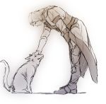  assassin&#039;s_creed_iii assassin's_creed_iii coat connor_kenway dog gloves hood monochrome petting sketch smile sunny_(mnbvjkuy) 