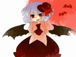  arms_behind_back bat hammer_(sunset_beach) hat open_mouth red_eyes remilia_scarlet smile solo touhou wings 