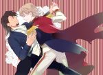  barnaby_brooks_jr blonde_hair brown_eyes brown_hair cape cravat dancing epaulettes formal green_eyes kaburagi_t_kotetsu multiple_boys suit tiger_&amp;_bunny trocco 