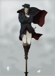  assassin&#039;s_creed_iii assassin's_creed assassin's_creed_iii black_hair cape crossed_arms gb_(doubleleaf) hat haytham_kenway paper short_hair simple_background solo standing_on_object sword tricorne vambraces weapon 