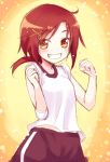  brown_eyes grin gym_shorts gym_uniform hino_akane looking_at_viewer minamura_haruki precure red_hair redhead rough sleeves_rolled_up smile smile_precure! solo 