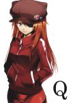  animal_hat badge blue_eyes brown_hair cat_hat evangelion:_3.0_you_can_(not)_redo eyepatch hands_in_pockets hat long_hair looking_at_viewer mocchi neon_genesis_evangelion rebuild_of_evangelion shikinami_asuka_langley simple_background solo soryu_asuka_langley souryuu_asuka_langley track_jacket white_background 