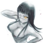  blood breasts cleavage down_blouse eyepatch jormungand large_breasts sofia_valmer solo yellow_eyes 