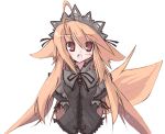  animal_ears breasts endou_chihiro fox_ears fox_tail long_hair looking_at_viewer maid open_mouth original simple_background smile solo tail white_background 