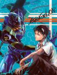  brown_hair cassette_player eva_01 ikari_shinji male mecha neon_genesis_evangelion realistic science_fiction tegaki waco_(artist) 