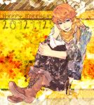  bird blue_eyes happy_birthday male orange_hair sengoku_kiyosumi shiro_(reptil) solo tennis_no_ouji-sama 