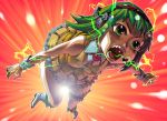  breasts cleavage electricity frills goggles goggles_on_head green_eyes green_hair gumi highres metalzigzag musical_note open_mouth short_hair skirt vocaloid 