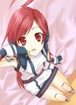  bad_id bed belt dress earmuffs gloves headphones long_hair looking_up meso-meso miki_(vocaloid) red_eyes red_hair redhead robot_joints sf-a2_miki solo star striped striped_gloves vocaloid wrist_cuffs 