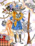  aqua_eyes boots fox glasses gun hat k_ototo rifle short_hair silver_hair tail weapon 