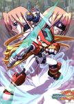  aile blonde_hair blue_eyes capcom energy_sword girouette glasses green_eyes rockman rockman_zx sword vent weapon zero 