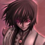  all_seeing_eye artist_request black_hair code_geass demon emperor epic evil frown geass glare glowing_eyes god gold hot king lelouch_lamperouge male messy_hair red_eyes scowl solo 