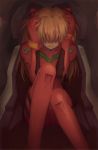  cockpit entry_plug hair_ornament hair_over_eyes hairclip holding_head long_hair moai_(aoh) moai_(pixiv196778) neon_genesis_evangelion orange_hair plugsuit redhead sitting solo souryuu_asuka_langley tears 