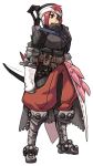  bandage bandages brown_eyes cape eyepatch monster_hunter red_hair redhead rumie smile sword weapon 