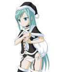  aqua_hair black_legwear black_santa_costume choker christmas flat_chest garter_belt garters giftbag hair_ornament hairclip hat loli long_hair lowleg lowleg_panties no_bra orochi_itto panties sack santa_costume santa_hat side-tie_panties thigh-highs thighhighs underwear very_long_hair white_panties 