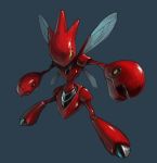  igau insect_wings metal no_humans pokemon pokemon_(creature) scizor shiny simple_background solo wings yellow_eyes 