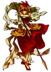  hair_ornament macchi polearm red_eyes shawl short_hair solo spear toramaru_shou touhou transparent_background weapon 