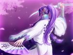  dugan fan headphones kamui_gakupo katana long_hair looking_back male nail_polish ponytail purple_hair solo sword vocaloid weapon 