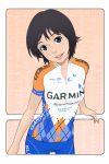  bike_shorts black_hair blue_eyes cyclist original pandaun short_hair smile solo sportswear 