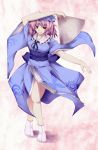  butterfly fan hat highres japanese_clothes pink_hair red_eyes saigyouji_yuyuko short_hair solo touhou 